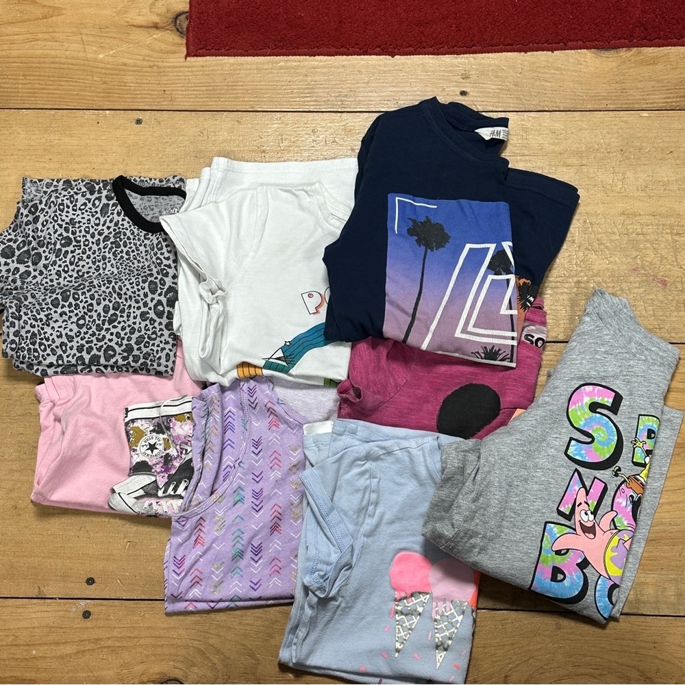 Girls' Colorful Graphic  Tees  EIGHT PIECE PACK, Assorted Brands, Size 12